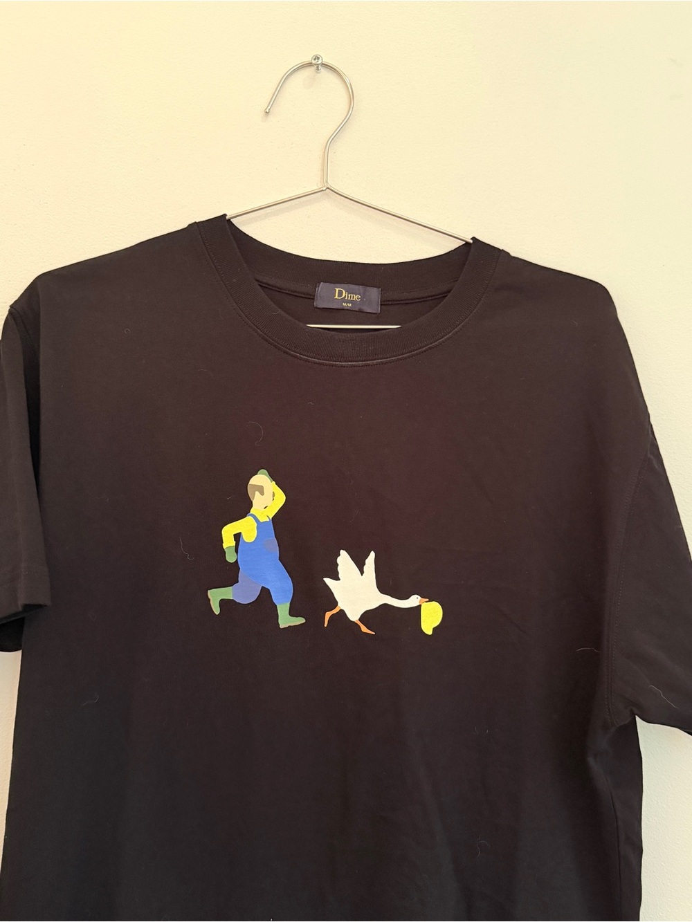 Dime Black Graphic Tee with Runner and Goose Print